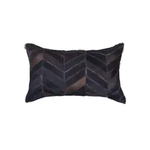 Natural  12 x 20 in. Torino Chevron Pillow - Chocolate
