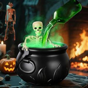 halloween indoor decor set with witch cauldron & spray gun, diy floating potion kit, vintage plastic bowl, perfect for home party