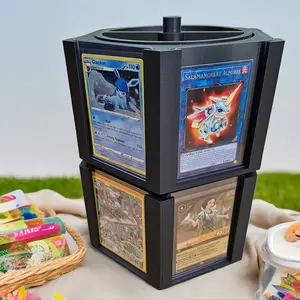 Spinning Trading Card Display Stand for 6 Toploaders | Stackable 3D Printed Holder for Trading Card Games | Available in Multiple Colors