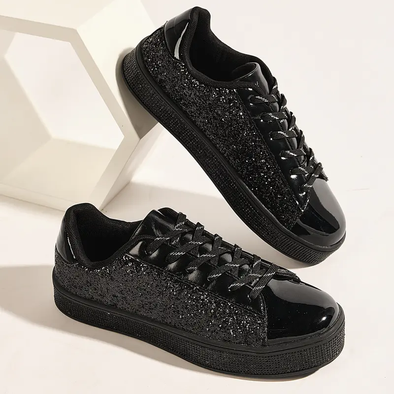 Women's Glitter Tennis Sneakers Neon Dressy Sparkly Sneakers Rhinestone Bling Wedding Bridal Shoes Shiny Sequin Shoes