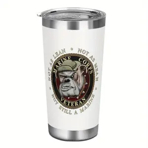 20oz Stainless Steel Travel Mug Water Bottles with Straw Marine Corps Graphic Design BPA-Free Hand Wash Only Perfect Gift for Veterans Birthdays Father's Day Mug Patriotic Mug Design Durable Drinkware Coffee Travel Mug Flasks Tumbler style cup