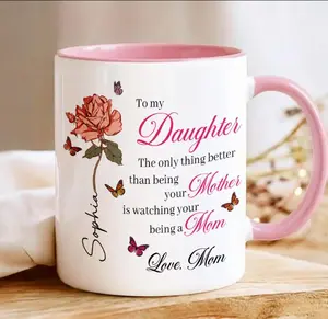 To My Daughter Flower Mug, New Mom Mugs, Mother's Day Gift for Daughter From Mom