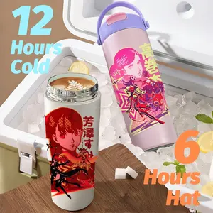 Classic Game P-Persona 5 Vacuum Flasks New Upgrade Multi-Use Insulated Travel Mug – Ceramic Lined Tumbler with Tea Infuser, Hidden Straw & Non-Slip Base, Vacuum Cold Retention Coffee Water Bottle 700ml