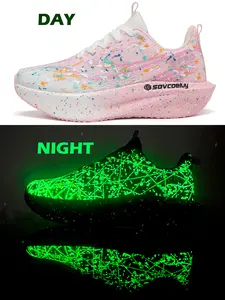 Unisex Glow in the Dark Upper Carbon Plate Running Shoes Ultra Light Breathable Top Quality Outdoor Jogging Shoes for Men Women Daily Running