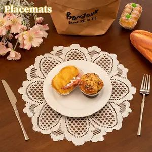 1 Pack Round Daisy & Louver Flower Placemats | Heat Resistant Non-Slip Decorative Mat | Table Napkins for Home Dining Table Coffee Table Hotel Western Food Daily Use