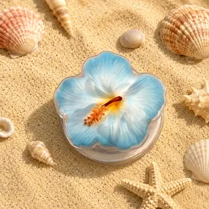 Pastel Tropical Hibiscus Phone Grip - Magnetic Pop Socket & Kickstand - Summer Coastal Aesthetic Gift