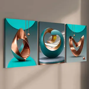 3 count wooden frame canvas, Geometric Abstract pattern poster, aesthetic art, Abstract Decoration, Stylish Living Room Decoration, Modern Family Poster, Exquisite corridor Wall Art, HD, waterproof