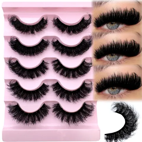 Luxury D-Curl Dramatic Volume Synthetic Faux-Fur Eyelashes, Soft Comfortable Artificial Water-Fox Lashes, Fluffy Long Thick 3D Cross-Layered Curly False Lashes, Voluminous False Eyelashes, Makeup