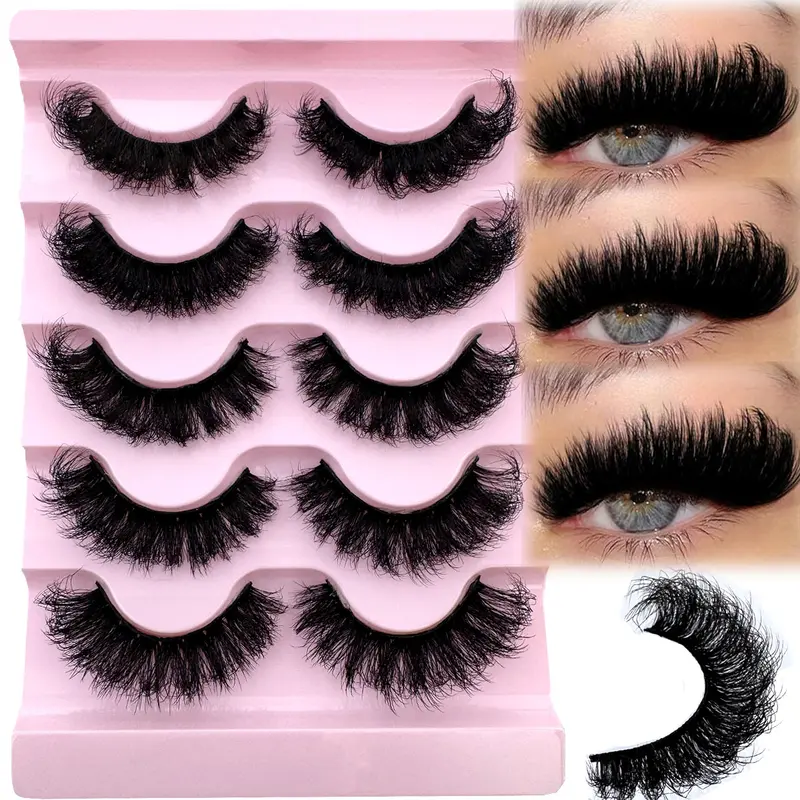 Luxury D-Curl Dramatic Volume Synthetic Faux-Fur Eyelashes, Soft Comfortable Artificial Water-Fox Lashes, Fluffy Long Thick 3D Cross-Layered Curly False Lashes, Voluminous False Eyelashes, Makeup