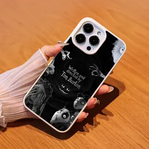 Tim Burton Movie Characters (Edward Scissorhands, Corpse Bride) Phone Case for iPhone 11/12/13/14/15/16/16E/Mini, Wear-Resistant & Precise Alignment Acrylic Magnetic Fingerprint Wireless Casing Smartphone