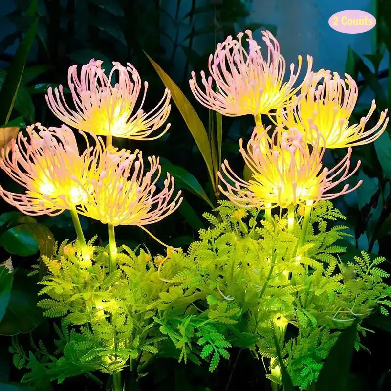 2-Pack Solar Garden Lights, LED Flower Design, Waterproof, Rechargeable Battery, Christmas Yard Decor, Mother's Day Gift, Solar Dandelion Lights