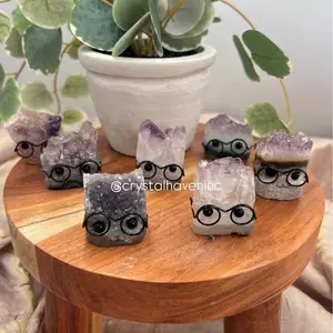 Amethyst Cluster with Glasses Hedgies, Crystal Hedgehog, Crystal Buddy, Amethyst, Stocking Stuffer, Animal, Pet Rock, Small Gift #647