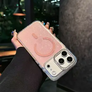 Luxury Sparkle Rhinestone MagSafe Case| Semi-Transparent Bling Cover Compatible whith iPhone 17promax 17 16 16pro 16promax 17pro 15 14 13 pro max casing