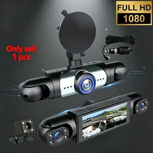 Full View Car Dashboard Dash Cam System, 4 Lenses, Full HD 1080P Recording, Night Vision, 64GB SD Card, G Sensor, Motion Detection, Loop Recording
