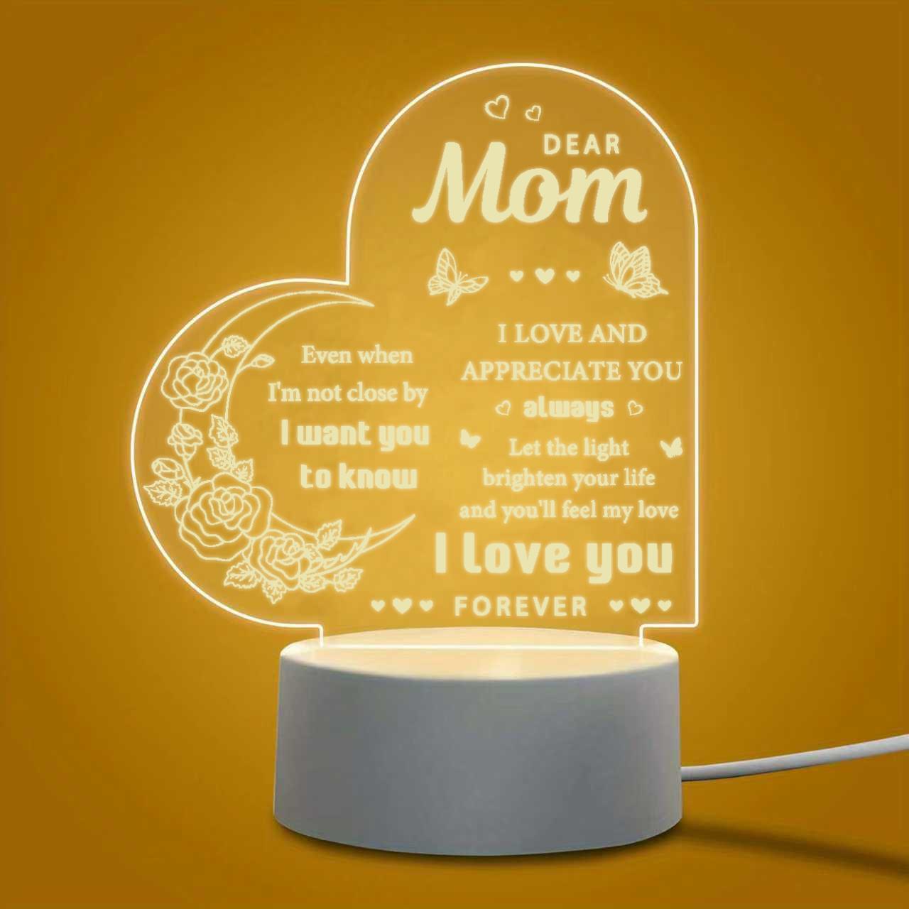 Dear Mom Night Light, 2D Acrylic Heart Shaped Rose Butterfly Lamp, Personalized Gift for Mom, Warm White LED Desk Lamp, Mother's Day Birthday Christmas Thanksgiving Gift for Mom, USB Powered Night Light Dear Mom Night Light, 2D Acrylic Heart Shaped Rose Butterfly Lamp, Personalized Gift for Mom, Warm White LED Desk Lamp, Mother's Day Birthday Christmas Thanksgiving Gift for Mom, USB Powered Night Light