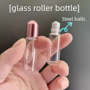 3PCS Mini perfume bottle with rolling beads, premium portable design, refined small sample size, stylish rolling glass empty bottle for essential oils