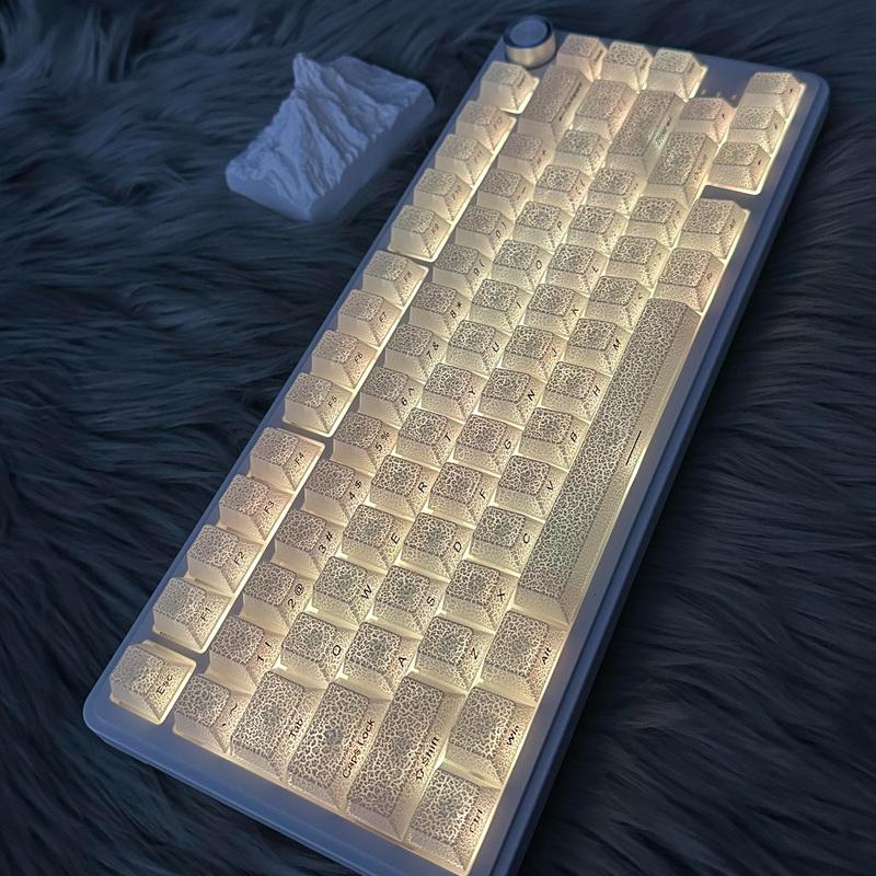 【Keycap Only】FURYCUBE Crakle Coated Translucent Keycaps 112 Keys Cherry Height Textured feel Mehcanical keyboard keycap, Cool Funny beautiful keycaps, for gaming/office/student, gift