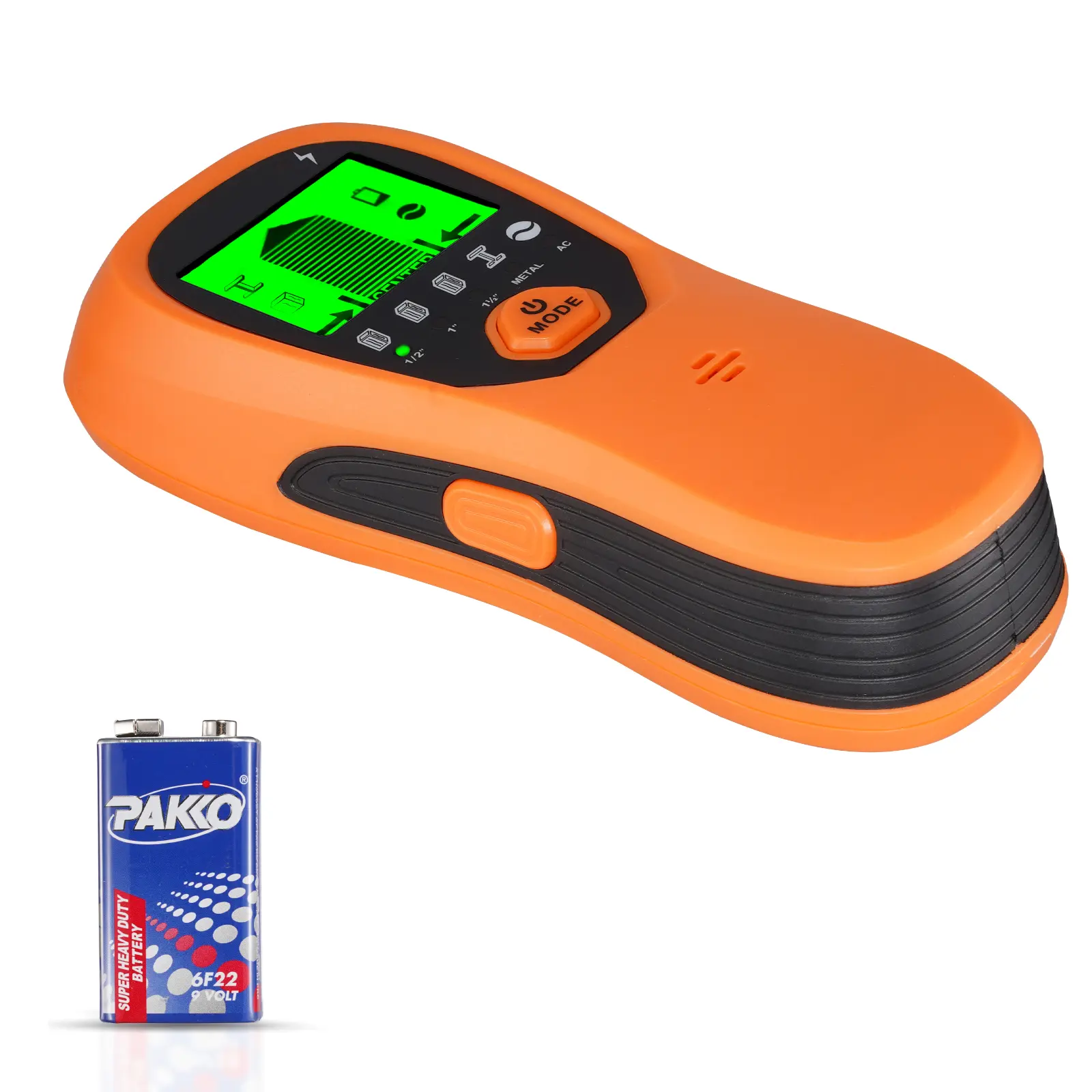 Stud Finder Wall Scanner, 5 in 1, Electronic Wall Stud Detector with Smart Sensor, High-Definition LCD Display and Audio Alarm, for the Center and Edge of Metal, AC Wire, Joists, Pipes, Orange