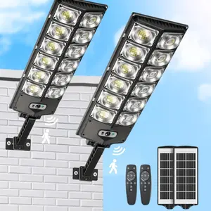 Commercial 10000LM LED Outdoor Dusk to Dawn Solar Flood Light with Remote Control Motion Sensor IP67 Waterproof for Garden Yard Path Parking Lot Road Area Lamp