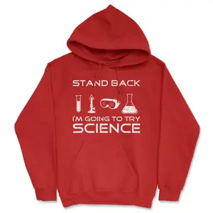 Stand Back Science Funny Sweater Cool Humorous Nerdy Shirt for Geeks Hoodie Unisex Vintage Fashion Hoodies Science Hoodie Funny Nerd Pullover Novelty Sweatshirt Red