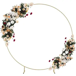 8.2FT Round Wedding Background Bracket, White/ Golden, Sturdy And Durable Material, Multi-Functional Background Decoration Rack, Used for Weddings, Birthday Parties, Holiday Decorations, Photography Scenes,Festive Banner Holder/Accessories