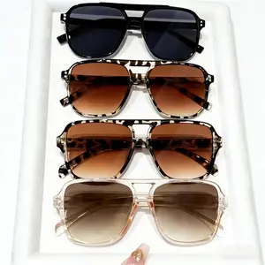 4-Pack Unisex Y2K Polarized Aviator Sunglasses, Vintage Square Lightweight Shades for Daily Outdoor Wear