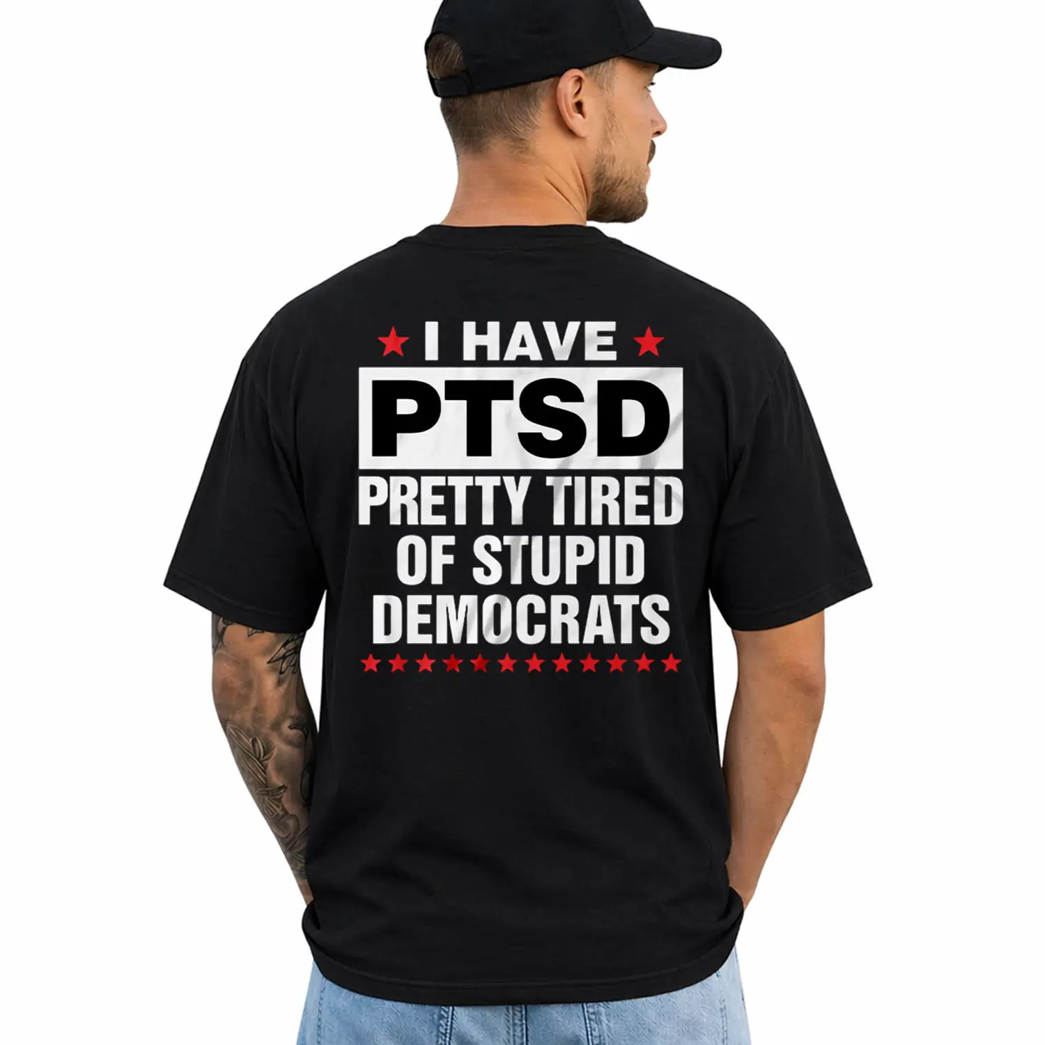 I Have PTSD Pretty Tired Of Stupid Democrats Funny Political Shirts, Patriotic Shirt, Political Satire Lightweight T-Shirt, Short Sleeve Printed Graphic Shirt, Daily Casual Cotton Menswear
