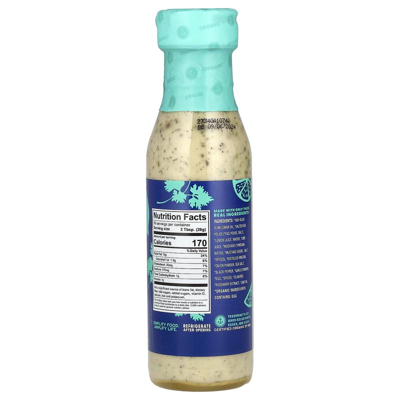 Tessemae's Pantry, Organic Dressing & Dip, Cilantro Lime Ranch, 10 fl oz (296 ml)