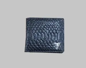 Mint Black Crocodile Embossed Leather Wallet Bifold Mens 8 Pocket Card Holder