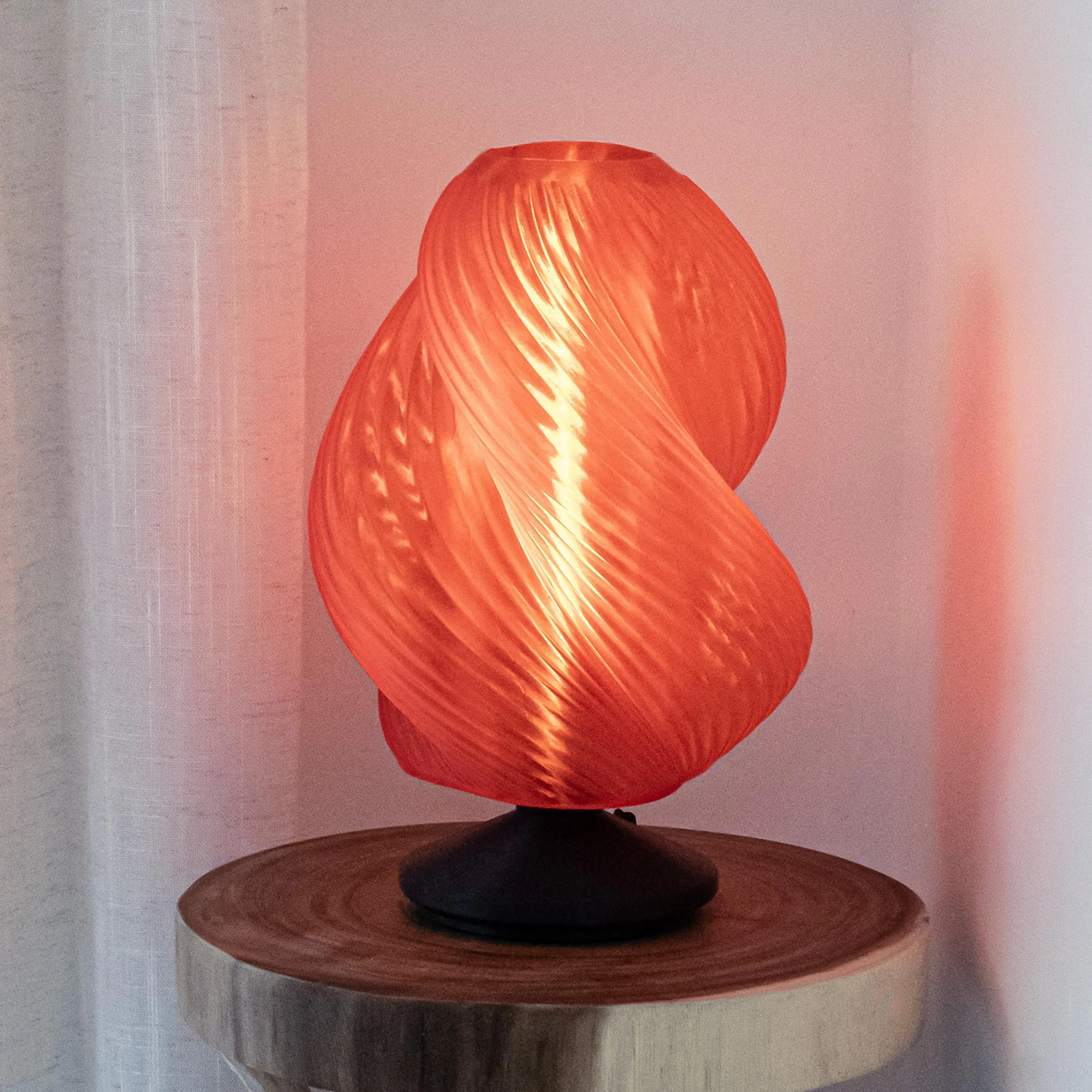JONATHAN Y Gema 13.5" 3D Printed Dimmable LED Table Lamp | Mid-Century Coastal Accent Light, Plant-Based PLA Material, Twisted Shape, In-Line Dimmer, T10 Bulb Included, Silk Cord