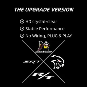 DriveSmart Shop Dodge Charger Challenger LED Door Puddle Lights SRT Hellcat Scat Pack R/T Chrysler 300 Logo Projection Pair 4-Pack HD Crystal Clear Plug & Play Cooling