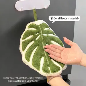 Creative Leaf Bathroom Hand Towels Set of 2, Hanging Design Absorbent Towel for Bathrooms, Restaurants, Kitchens, Durable & Soft
