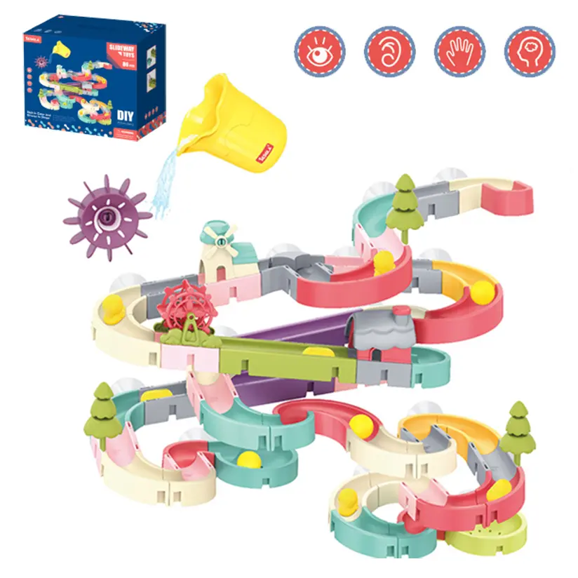 86 Pieces Slide Bath Toys, DIY Building Kit for Kids, Bathtub Bath Toys for Toddler, Birthday Gifts for Boys Girls
