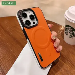 For iPhone 16 Leather Case Luxury Bicolor Magnetic for Magsafe Case for iPhone 15 13 12 14 Pro Max 16Pro Max Wireless Chgarging