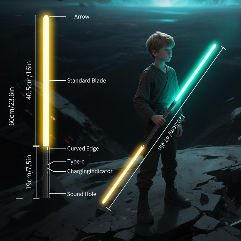 2-in-1 Double Edged Lightsaber, Toys more suitable for Kids 15 RGB Color Changing LED Lightsaber, USB Rechargeable Toy Lightsaber for Party, Christmas Gifts Multifunction