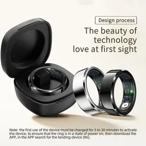 R6 Smart Ring - Waterproof Heart Rate Monitor, Blood Pressure & Oxygen Tracker, Sleep & Sports Pedometer - Wristwatch, Wearable