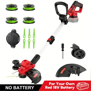 Cordless Weed Wacker for Milwaukee M18 Battery 3 IN 1 Battery Powered Weed Eater Edger Mower Auto Line Feed 20000 RPM 12 Inch Brushless Grass Trimmer 6 Blades & 4 Spools String Trimmer for Lawn