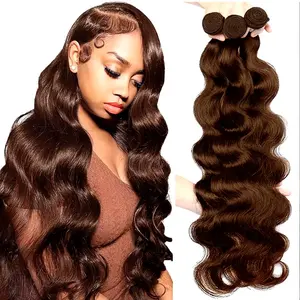 Premium #4 Body Wave Bundle Brazilian Virgin Human Hair Bundles Natural Brown Color Double Weft No Shedding 3 &4 Bundles