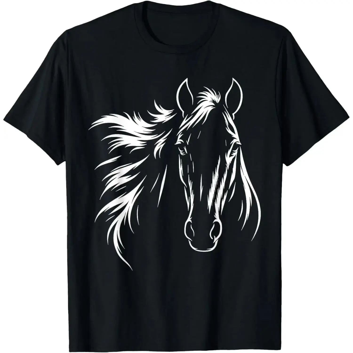 Minimalist Horse Graphic T-Shirt, Soft Cotton Casual Top for Equestrians, Unisex Short Sleeve Equestrian Apparel Printed pattern