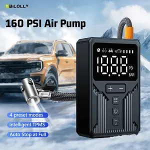 Portable Tire Inflator, Air Compressor Inflator, 150 PSI Portable Electric Bicycle Pump Auto Shutoff Cordless Car Tire Air Pump with Accurate LCD Display LED Light for Cars, Motorcycles, Bicycles, Bikes, Balls, Inflatable Toys and More
