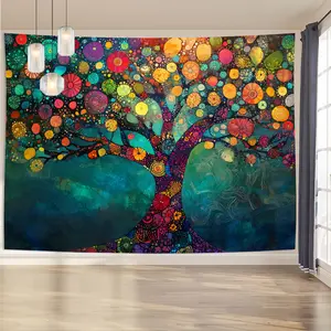 Tree Of Life Backdrop Artistic Nature Theme Tapestry Wall Hanging Photography Background for Meditation Room Yoga Space Home Decor Party Supplies