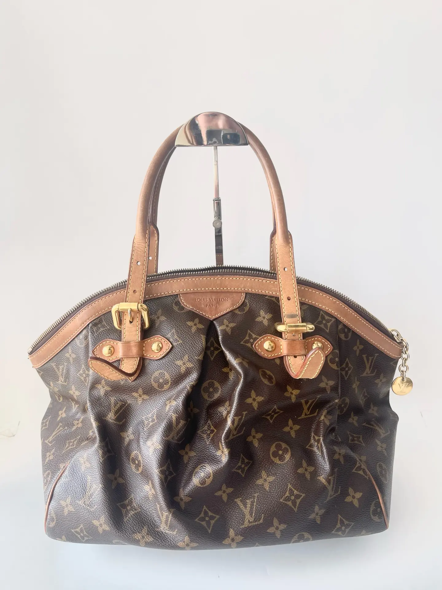 Pre-owned Louis Vuitton LV Monogram Shoulder Bag Brown Coated Canvas with Leather Trim & Dual Adjustable Straps for Women