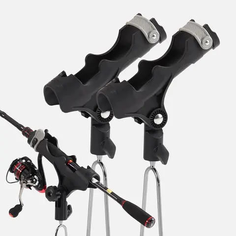 HITORHIKE 2-Pack Thickened ABS Heavy Duty Ground Mount Rod Holders - Saltwater Ready Fishing Gear Accessories, Rod and Reel Accessories, 360° Angle Adjustment for Bank Fishing, Shore Use