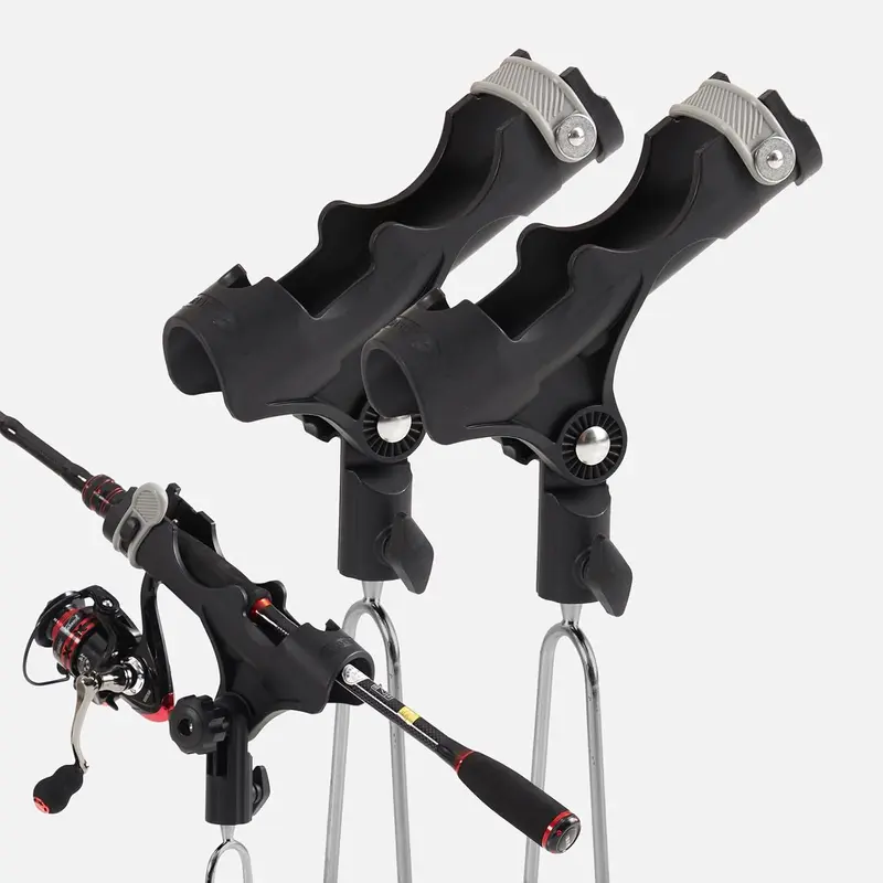 HITORHIKE 2-Pack Thickened ABS Heavy Duty Ground Mount Rod Holders - Saltwater Ready Fishing Gear Accessories, Rod and Reel Accessories, 360° Angle Adjustment for Bank Fishing, Shore Use