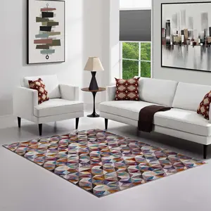 Modway Arisa Geometric Hexagon Mosaic 5x8 Area Rug in Multicolored