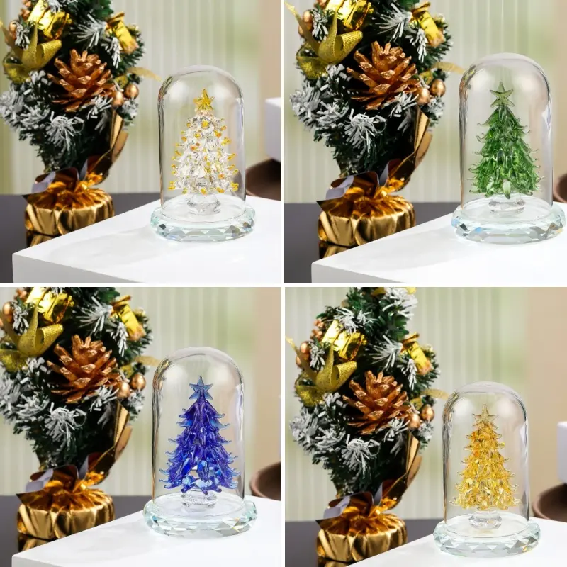 1PC Mini Vibrant Crystal Christmas Tree - Compact Festive Theme Decor, Shiny Look Transparent Crystal Craft, Lightweight Desktop Ornament, Ideal Holiday Gift for Friends Family-MM1, Mini Tree
