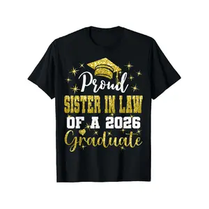 men's wear flash sale Women'S Super Proud Sister-in-Law of 2026 Graduate Graduation T-Shirt - with Golden Lettering & Diploma Design, Loose Fit Comfortable Casual & Formal Wear, Class of 2026 & Stars Graphic, Family Celebration Gift, Easy-Care Fabric