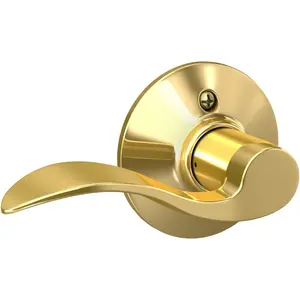 Schlage F ACC  LH Left Handed Accent Door Lever, One Sided NonTurning Dummy Door Handle, Bright Brass
