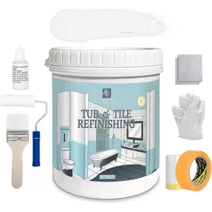 White Ceramic Tub and Tile Refinishing Kit - Bathtub, Bathroom Wall, Countertop, Sink Paint - Easy to Use, Waterproof, Low Odor, No Toxic (White 16.0 FL Oz)