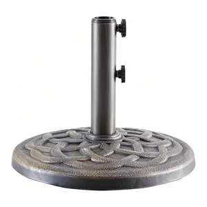 22LBS Heavy-Duty Outdoor Umbrella Base, Weather-Resistant Resin Patio Umbrella Stand, Rust-Proof Coated Umbrella Holder For Garden/Pool/Backyard, 2 Securing Knobs, 2 Pole Adapters, Bronze